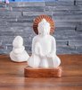 resin, glas, alabaster Buddha out of alabaster and wood approx. 21 cm